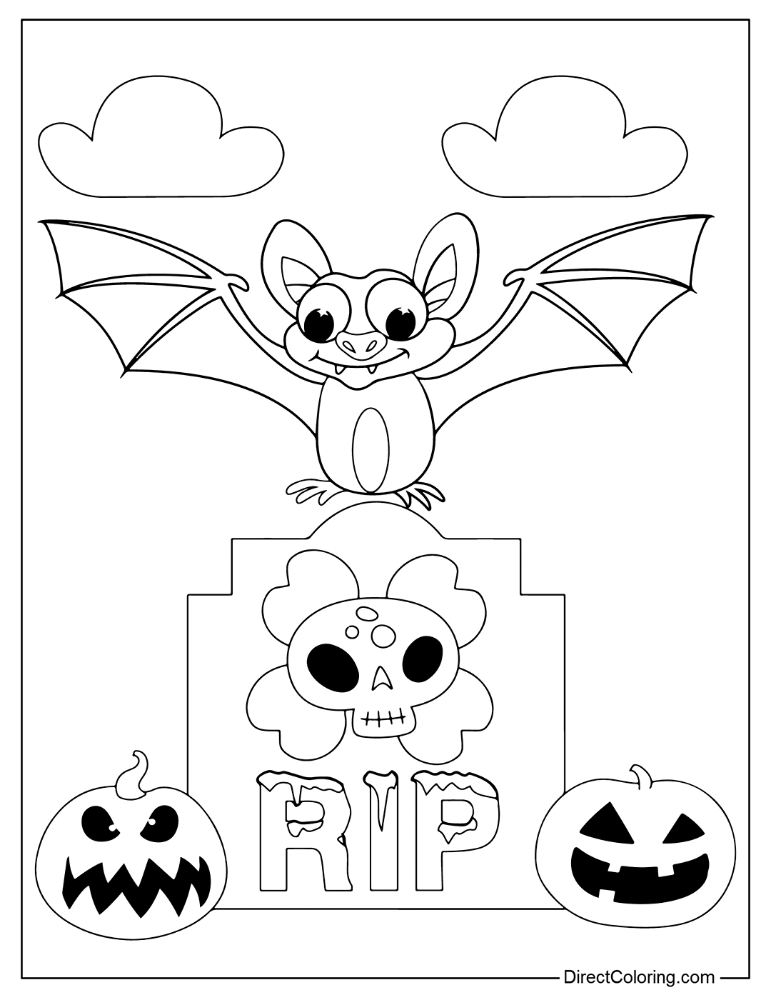Halloween Bat Coloring For Kids